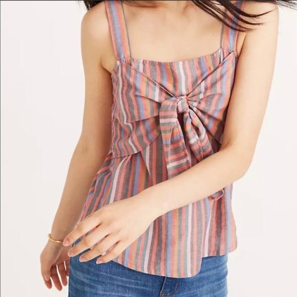 Madewell Multicolor Striped Bow Front Tank Top